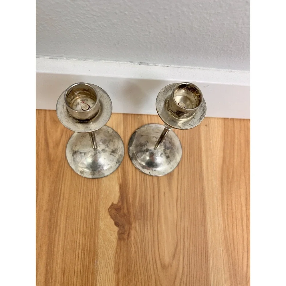 Vintage Pair of‎ Brass (?) Candle Stick Holders 6